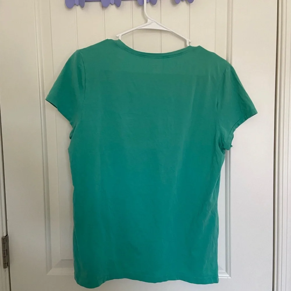 Tommy Hilfiger women’s‎ logo jewel v-neck teal shirt large